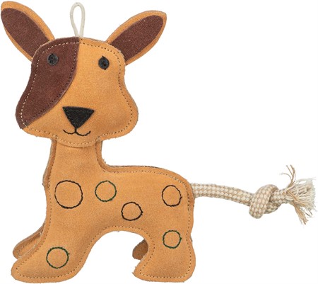 Hund, stående, läder, 25 cm, brun