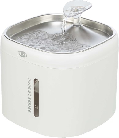 Aqua Pure fontän, plast/rostfritt stål, 2 l/18 × 14,7 × 18 cm, vit