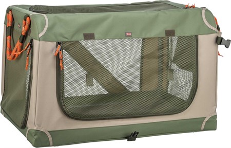 Comfy soft kennel, S: 47,5 × 44,5 × 70 cm, olivgrön/beige