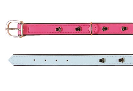 Halsband läderTassdekor Ljusblå 18/45