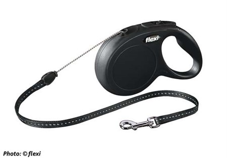 flexi New CLASSIC LONG, S: 8 m rep, svart