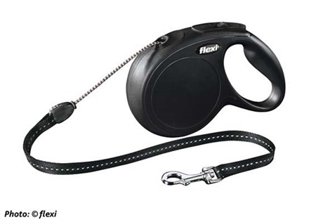 flexi New CLASSIC LONG, M: 8 m rep, svart