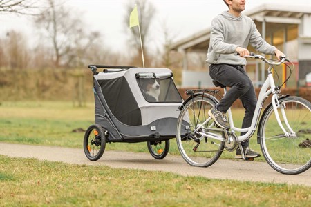 Cykelvagn, snabbvikning, XL: 87.5 × 97 × 93/150 cm, grå