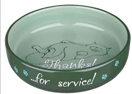 Keramikskål "Thanks for service"för kortnos, 0,3 l/ø 15 cm, bl. färger