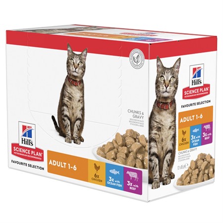 Hills Feline Adult Chicken, Beef & Ocean Fish 12x85g