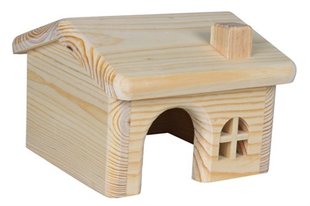 Trähus till mus/hamster, 15×11×15 cm
