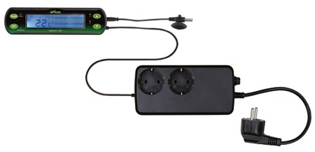 Thermostat, digital, två uttag, 16×4 cm