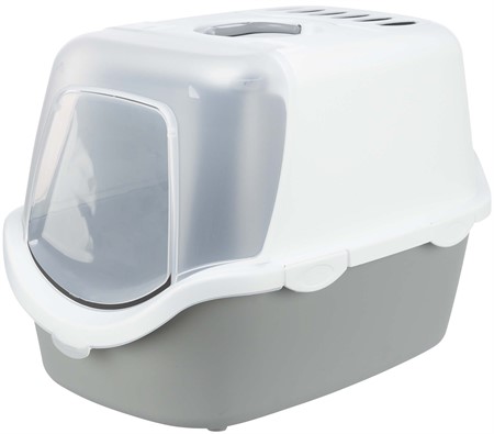 JP, Kattlåda, med huv, 40 × 40 × 56 cm, grå/vit