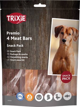 PREMIO 4 Meat Bars, kyckling, anka, lamm, lax,4 × 100 g