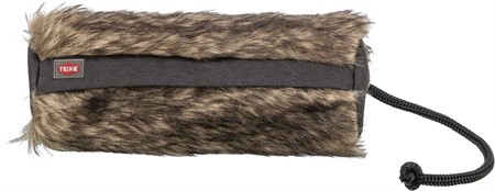 Pälsdummy, plysch/polyester, ø 6 × 20 cm, kaninpälslook/svart