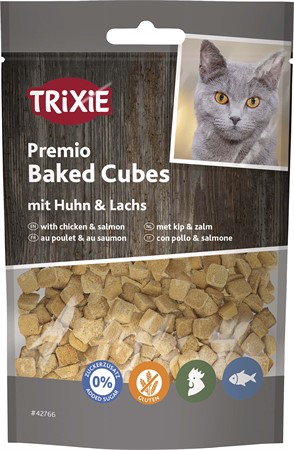 Premio Baked Cubes med kyckling och lax, 50 g
