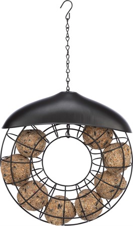 Vildfågelmatare för talgboll, ø 24 × 8 cm, svart