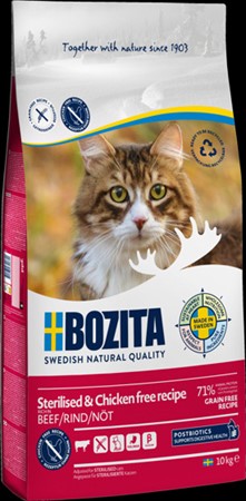 Bozita Sterilised, beef (chicken free) 10 kg