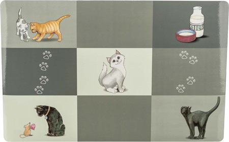 Matskålsunderlägg, lapptäckesmönstrad, 44 × 28 cm, grå